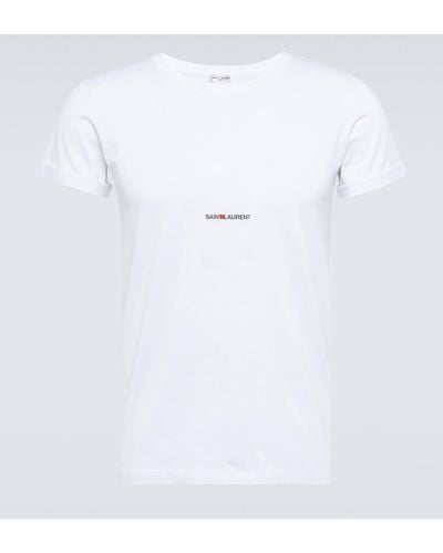 Saint Laurent Signature Logo Cotton T-shirt - White