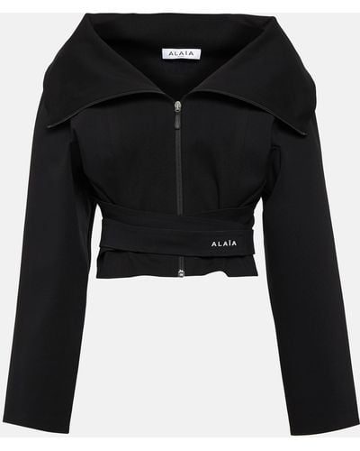 Alaïa Cropped Jersey Jacket - Black