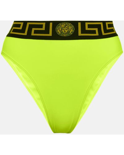 Versace Greca High-wasted Bikini Bottoms - Green