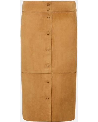 Yves Salomon High-rise Leather Midi Skirt - Brown