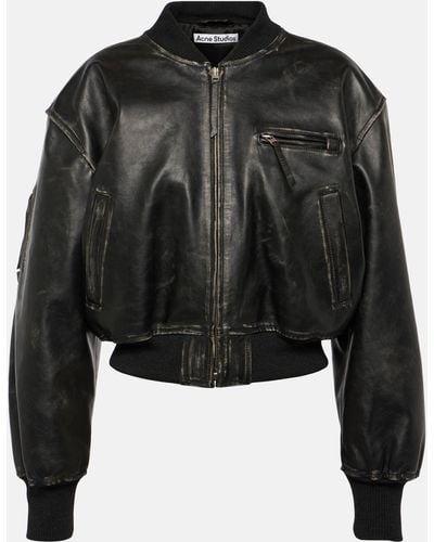 Acne Studios New Lomber Leather Bomber Jacket - Black