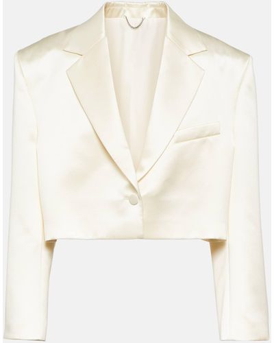 Magda Butrym Cropped Silk And Wool Blazer - White