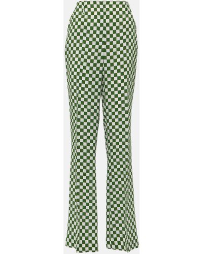 Dries Van Noten Checked High-rise Straight Pants - Green