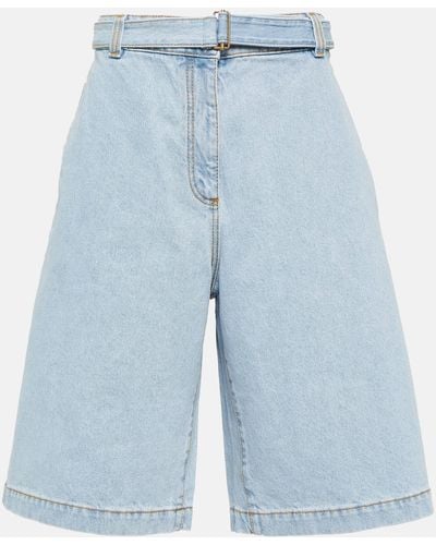 Etro Embroidered Denim Shorts - Blue