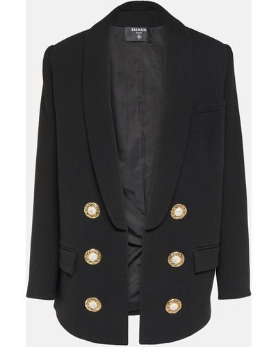 Balmain Embellished Virgin Wool Jacket - Black