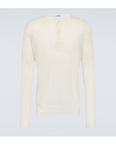 AURALEE Wool And Silk Henley Shirt - White