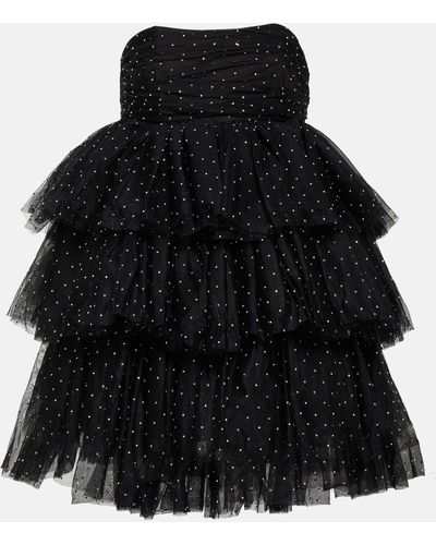 ROTATE BIRGER CHRISTENSEN Mesh Mini Ruffle Dresses - Black