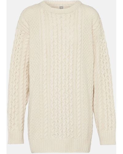 Totême Oversized Cable-knit Wool Sweater - White
