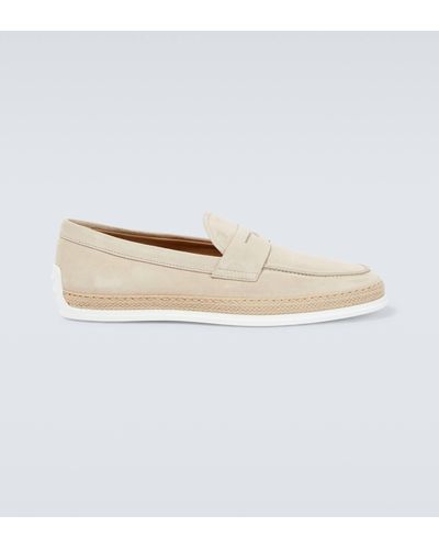 Tod's Suede Penny Loafers - White