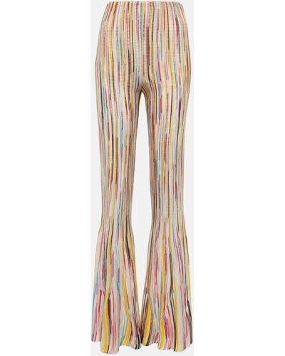 Missoni Striped Flared Jersey Knit Pants - Natural