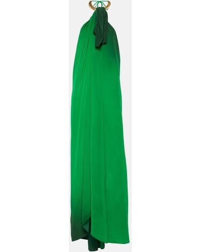Johanna Ortiz Halterneck Silk Maxi Dress - Green