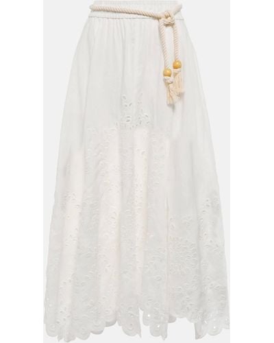 Zimmermann Clover Broderie Anglaise Linen Skirt - White