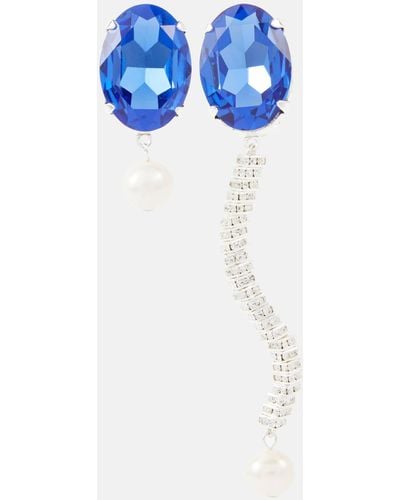 Magda Butrym Asymmetric Crystal And Pearl Drop Earrings - Blue