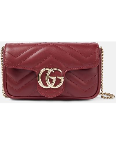 Gucci GG Marmont Super Mini Leather Shoulder Bag - Red
