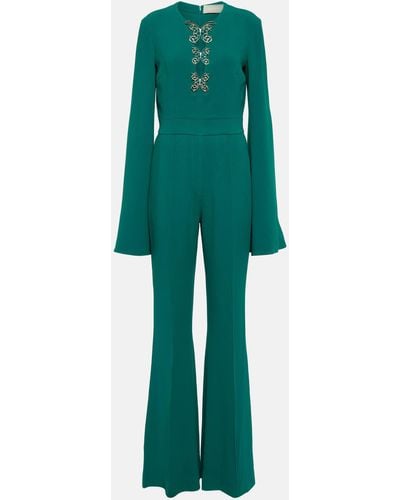 Elie Saab Embellished Crepe Jumpsuit - Green