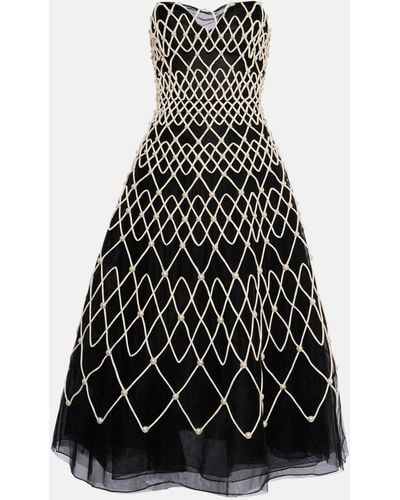 Carolina Herrera Strapless Embellished Midi Dress - Black