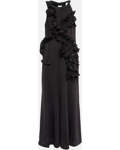 Dries Van Noten Ruffle-trimmed Cotton Jersey Maxi Dress - Black