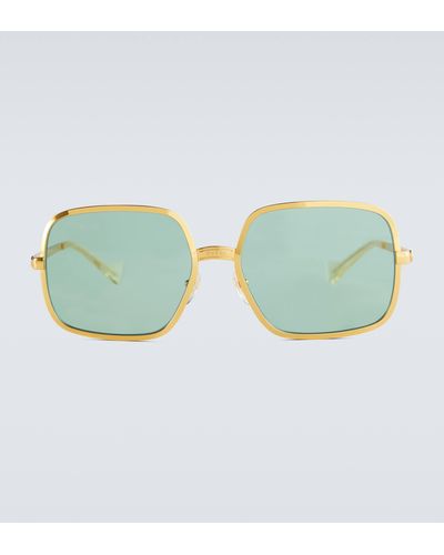 Gucci Square-frame Metal Sunglasses - Green
