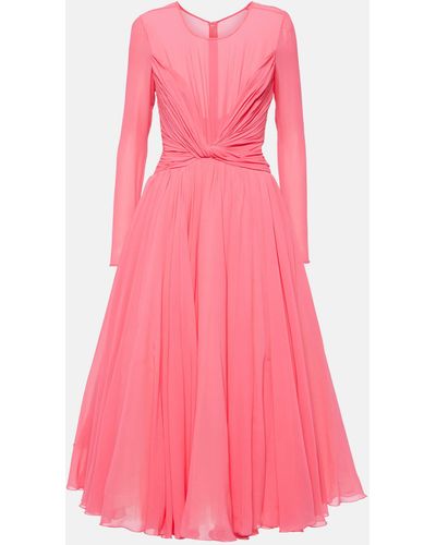 Giambattista Valli Silk Georgette Midi Dress - Pink