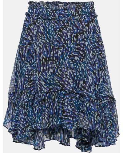 Isabel Marant Viera Asymmetric Printed Mini Skirt - Blue