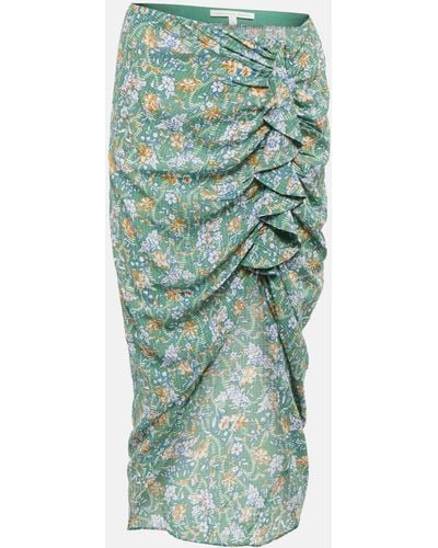 Veronica Beard Hazel Floral Asymmetric Midi Skirt - Green