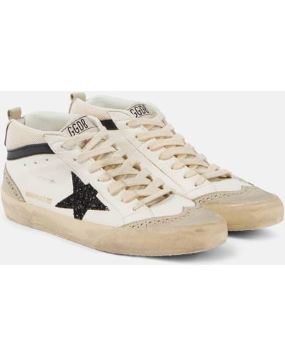 Golden Goose Mid Star Leather Sneakers - Natural
