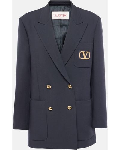 Valentino Vlogo Signature Virgin Wool Jacket - Blue