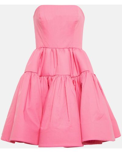 Oscar de la Renta Strapless Cotton Minidress - Pink