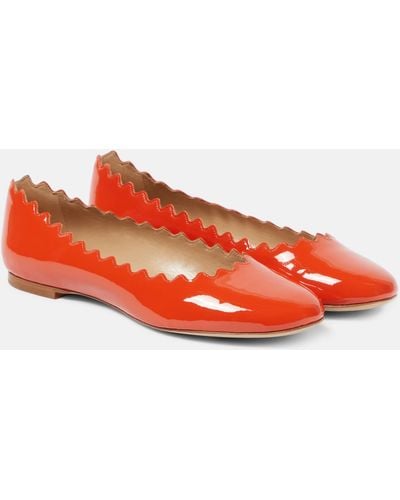 Chloé Patent Leather Ballet Flats - Red