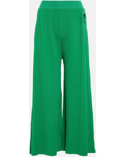 Stella McCartney Ribbed-knit Culottes - Green