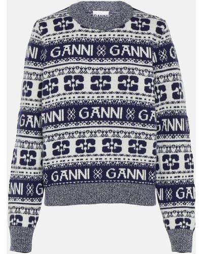 Ganni Wool Crewneck Sweater - Grey