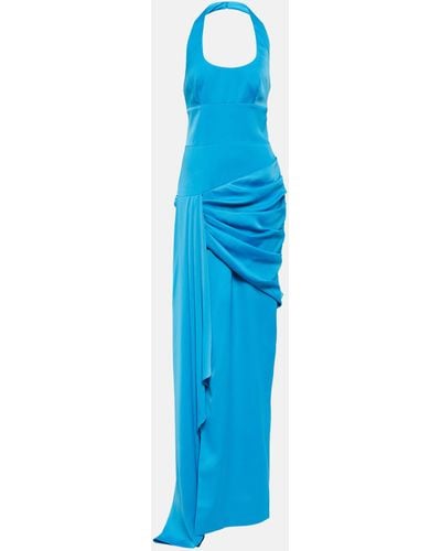 Rasario Halterneck Satin Gown - Blue
