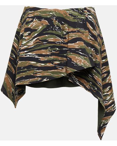 The Attico Camouflage Jersey Miniskirt - Green
