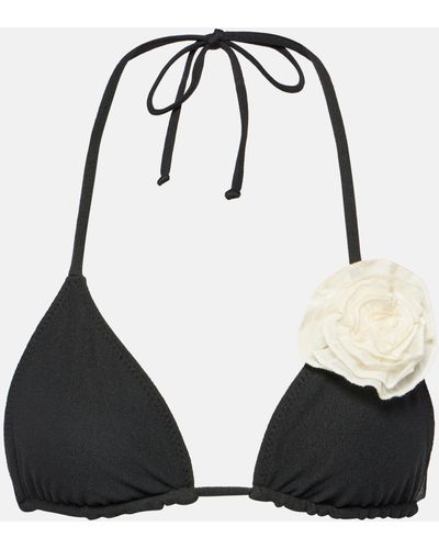 SAME Floral-applique Triangle Bikini Top - Black