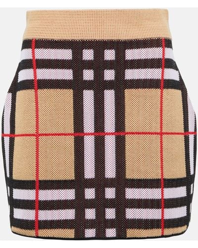 Burberry Check Knit Miniskirt - Natural