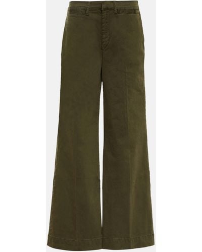 FRAME Le Tomboy Cotton Twill Wide-leg Pants - Green