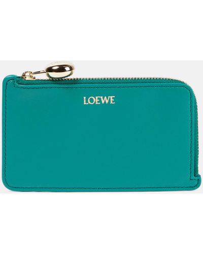 Loewe Luxury Pebble Coin Cardholder In Shiny Nappa Calfskin - Green