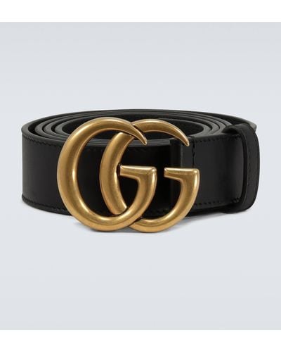 Gucci GG Logo Leather Belt - Black