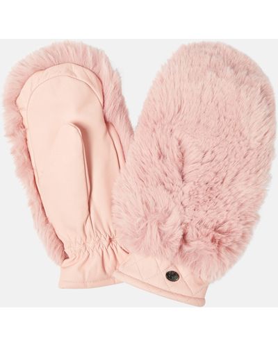 Goldbergh Hill Faux Shearling And Leather Mittens - Pink