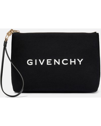Givenchy Logo Cotton-blend Canvas Clutch - Black