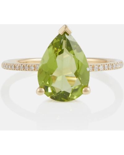 PERSÉE Birthstone 18kt Gold Ring With Diamonds And Peridot - Green