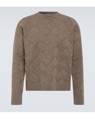 Bottega Veneta Intreccio Wool-blend Sweater - Brown
