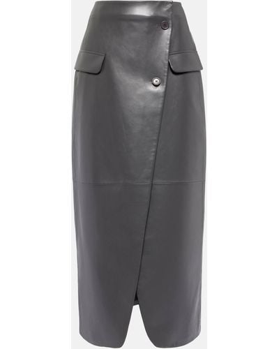 Frankie Shop Nan Asymmetric Faux Leather Maxi Skirt - Grey