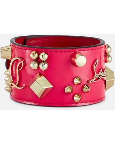 Christian Louboutin Carasky Embellished Patent Leather Bracelet - Pink