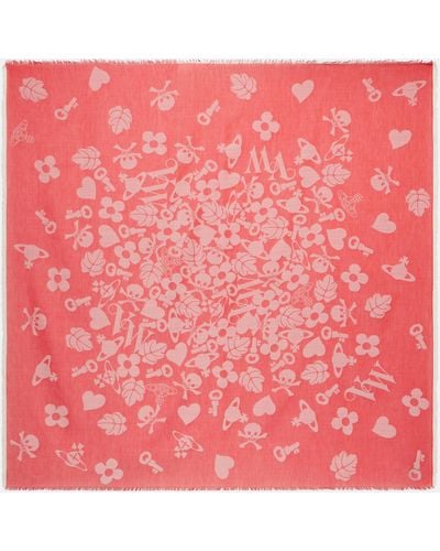 Vivienne Westwood Vw Icons Cotton, Wool, And Silk Scarf - Red