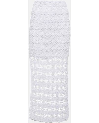 Anna Kosturova Rosette Crochet Cotton Midi Skirt - White
