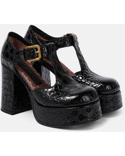 Etro Croc-effect Leather Mary Jane Pumps - Black