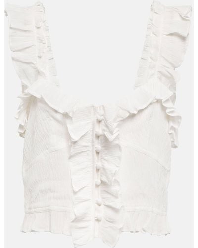 Isabel Marant Gimsy Ruffle-trimmed Crepe Crop Top - White