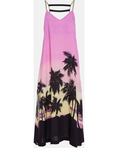 Palm Angels Printed Midi Dress - Pink