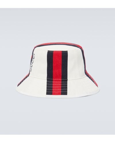 Gucci Web Stripe Canvas Bucket Hat - White